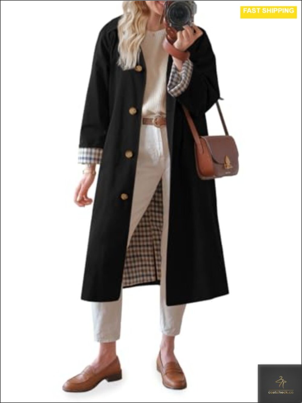 Women's Oversized Long Sleeve Trench Coat Windproof 100% Polyester